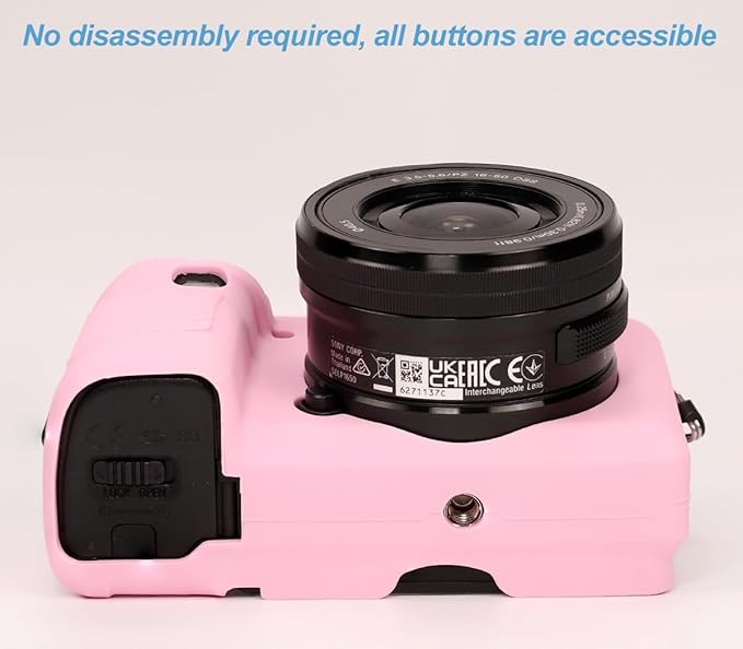 Pocoukate Case for Sony Alpha A6400, A6300, Camera, Soft Silicone Protective Cover Skin with Screen Protector Accessories for Sony Alpha A6400 / 6300 Digital Camera Silicone Cas - Pink