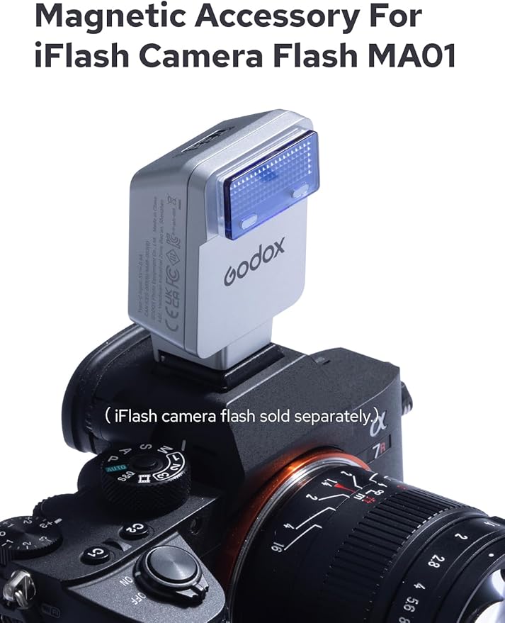 GODOX MA01 iFlash Camera Flash Magnetic Attachment, for Godox iT20 iT22 iM20 iM22 Flash, Magnetic Filter Kit with Magnetic Snap-on diffusers, Color Filters, Creative gels, and Honeycomb Grids