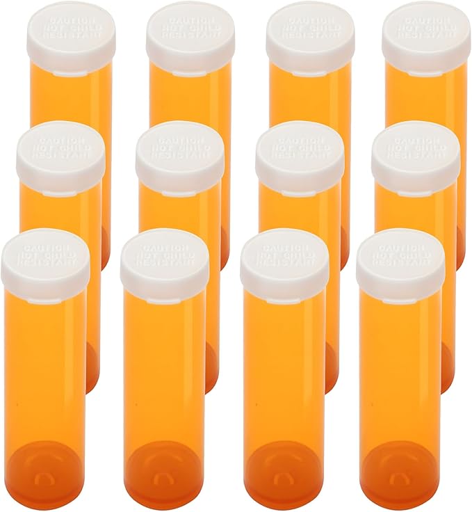 Empty Plastic Pill Bottles with Easy Open Caps (Not Child Resistant), Prescription Medication Vials, Clear Containers Pill Cases Dispenser Organizers (12pcs) (60 Dram)