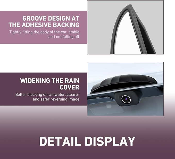 Car Rear View Backup Camera Rain Cover, Soft Silicone Anti-Rain Car Reversing Cameras Protection Cover, Waterproof Auto Backup Camera Rain Shield with Wider Design, for Most Cars(Black)