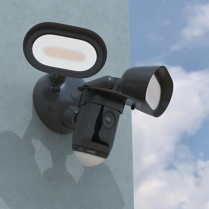 Sun Rain Shade Camera Cover Compatible with R-ing Floodlight Cam Wired Pro, for R-ing Floodlight Outdoor Weather-Resistant Rain Shield Accesorios (Black)
