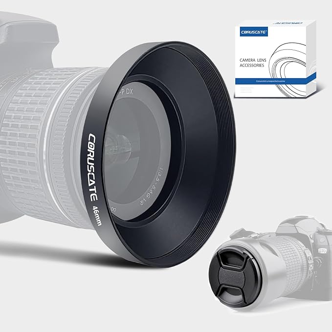 46mm Universal Metal Lens Hood,Wide Angle Lens Hood Compatible All 46mm Brands Camera Lens(and Easy to Install and Remove) 1pcs 46 mm Lens Cap