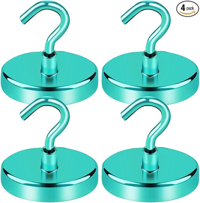 LOVIMAG Magnetic Hooks for Cruise Cabins, 170Lbs Cruise Magnets, Green Magnetic Hooks Heavy Duty for Hanging, Refrigerator, Grill-4 Pack
