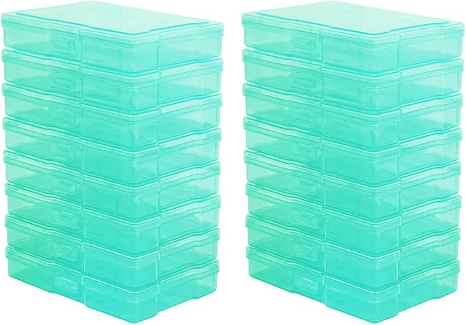 Naivees 4" x 6" Photo Storage Case with Handle, 16 Inner Photo Organizer Keeper, Extra Large Storage Picture Boxes, Seed Storage, Transparent Craft Keeper (Green)