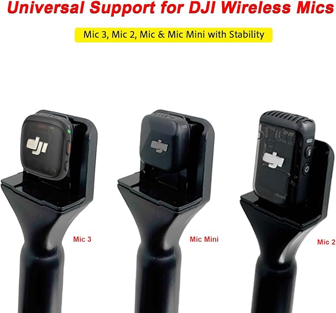 Wireless Microphone Handheld Adapter with Mic Flag & Windshield - Interview Handle Stick Mount for DJI Mic 3/2/Mini/Pocket 3, Rode Wireless GO II, Hollyland Lark - Pro Lavalier Mic Stand Holder