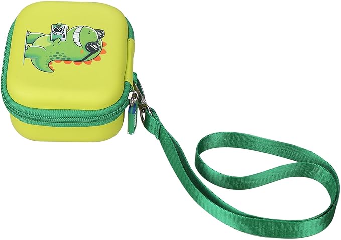 worfty Kids Camera Case Compatible with YEEHAO/Goopow/Hangrui/Masterbee/OUTUVAS/GKTZ Digital Video Camera Toys Camcorder Storage Holder Carrying - Green Dinosaur(Case Only) (Green dinosaur)