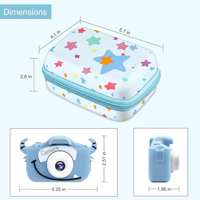 FINTIE Kids Camera Case Compatible with Goopow/Seckton/Dylanto/Mgaolo/Masterbee/CIMELR/Desuccus Kids Digital Camera Toys, Children Carrying Bag, Birthday Festival Gift, Colorful Stars