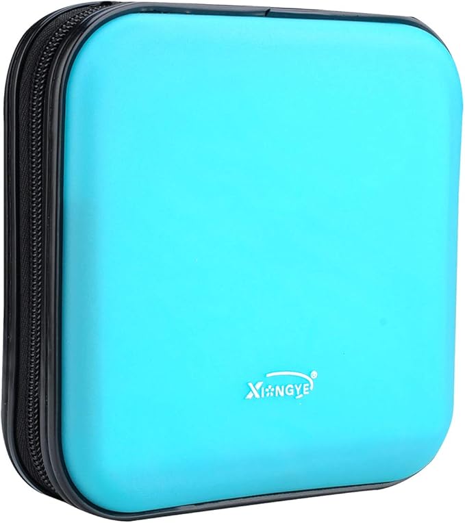 CD DVD Wallet, 32 Capacity Heavy Duty, DVD CD Case Holder for Car,Portable DVD/VCD Storage Disk, Hard Shell Sturdy case, Car CD Disk Holder,Booklet, Blu-ray Wallet (32 Capacity,Skyblue)