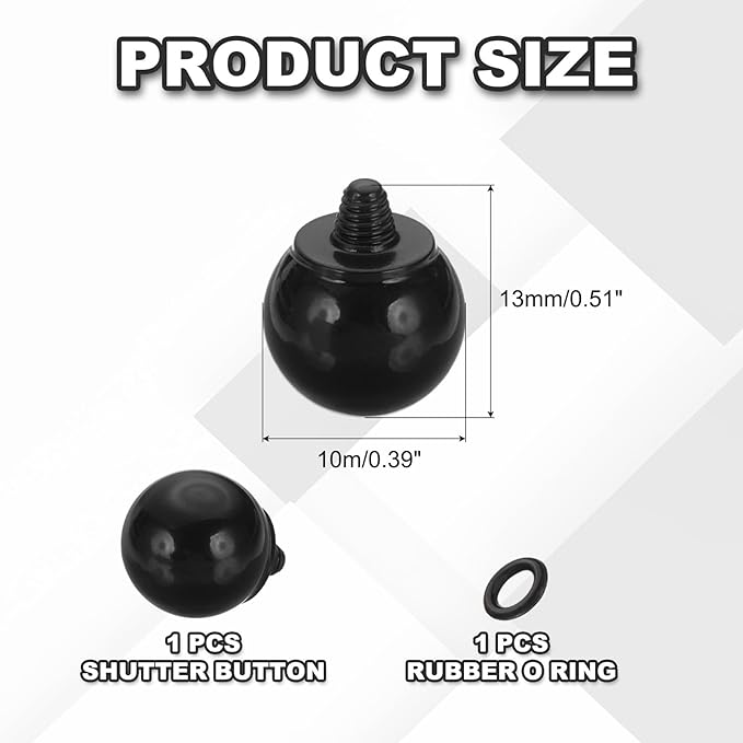 PATIKIL Camera Shutter Button, 10mm Ball Shape Shutter Release Button Pure Copper Camera Buttons for Fujifilm XT5 XT30 XT20 XT4 XE2 XE4, Black