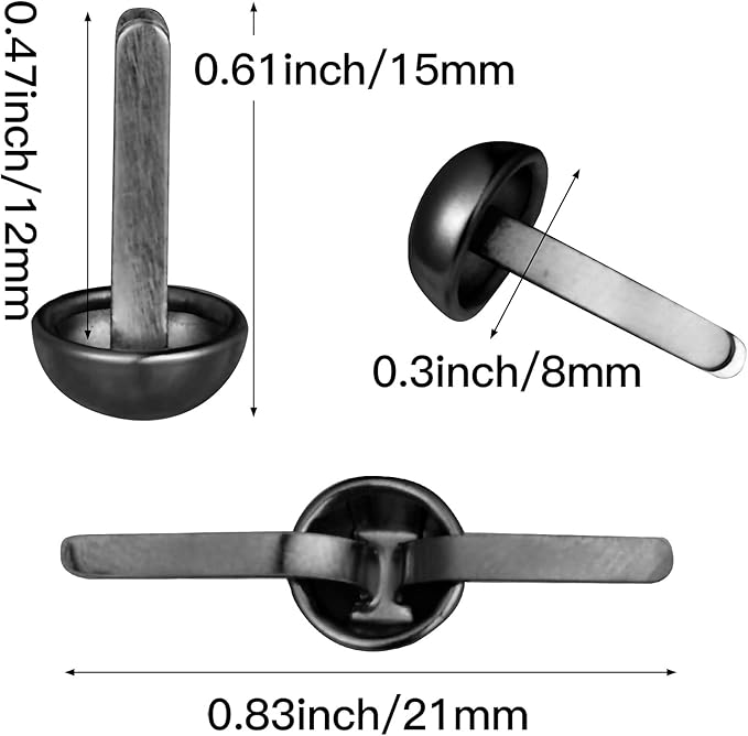 Hotop 500 Pcs Brads for Paper Crafts Metal Round Brass Paper Fasteners for Craft Art Crafting School DIY Supplies(0.3 x 0.6 Inch,Black)