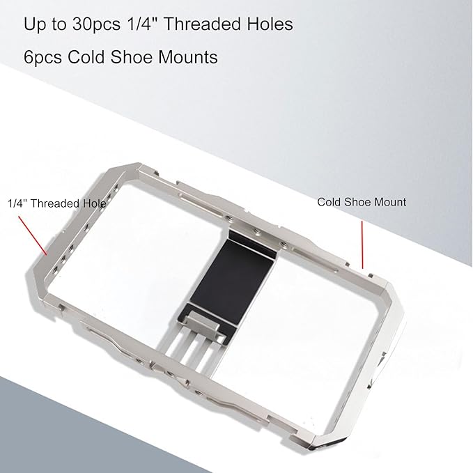 Fabater Universal Aluminum Phone Cage, Smartphone Video Rig with 360 Rotation Dual Handles for Phones 64mm to 91mm Wide, Phone Stabilizer for Vlogging/Video