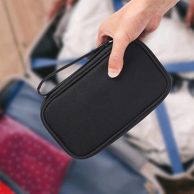 Electronic Organizer Case, Travel Cable Organizer Pouch Electronic Accessories Carry Case Water Resistant Organizer Pouch Bag for Cable, Cord, Charger, Phone, Power Bank, Earphone (Black)