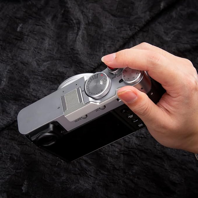 Thumb Grip with Hot Shoe Cover for Fujifilm X100V/X100VI Metal Camera Hot Shoe Thumb Hand Grip Accessories (Aluminum Alloy-Silver)