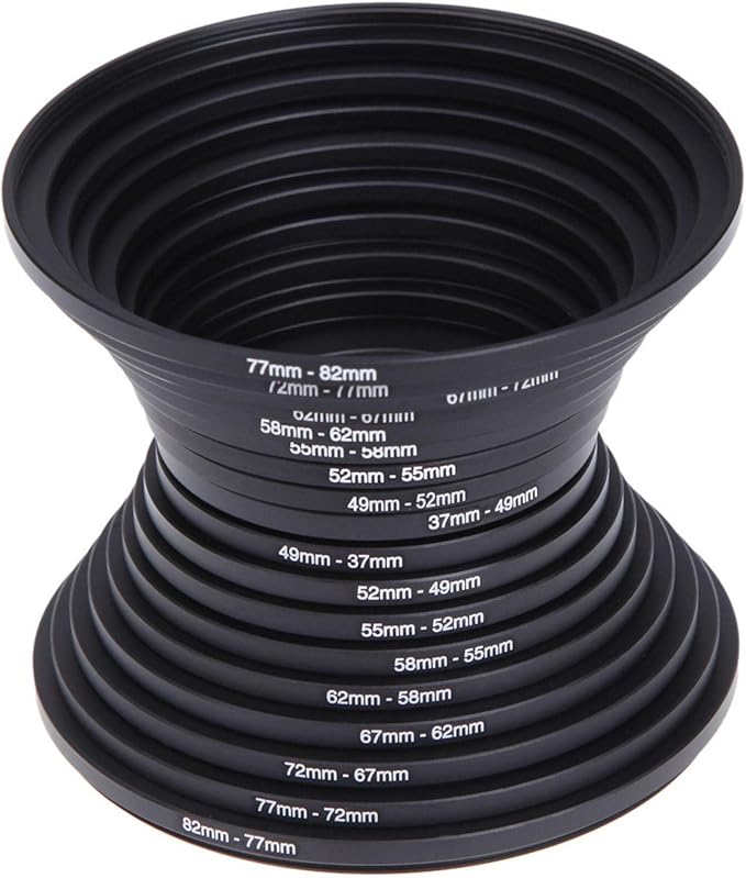 18Pcs 67-82mm Metal Step Up Down Filter Ring Adapter Set Compatible with Digital SLR Camera Lens Accessories
