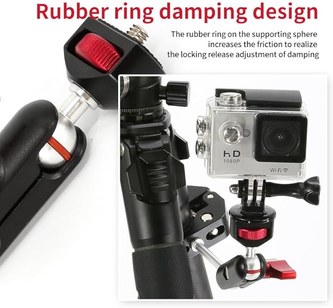 REFLEX CAMERA Super Clamp & Magic Arm Mount with Double Ball Head – 2kg Load Capacity, 1/4” & 3/8” Screw, Adjustable for Monitors, LED Lights, Mics, Smartphone, Gopro - Flexible & Durable