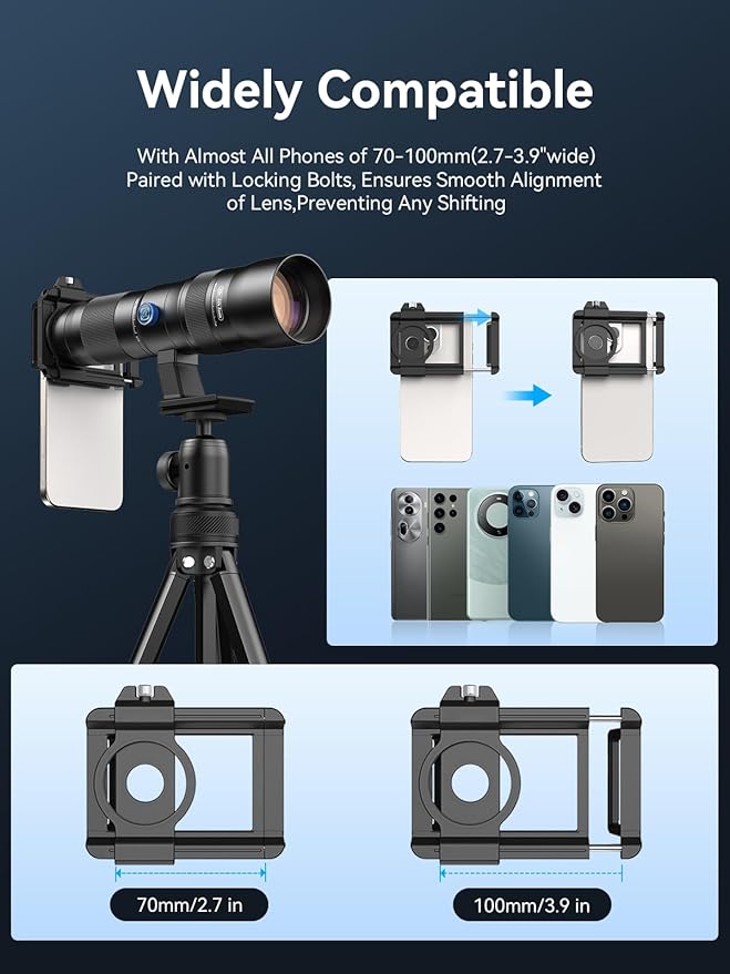 MIAO LAB 20-60X Zoom Telephoto Lens for Smartphones | High-Power Phone Lens Kit with Tripod & Universal Clip | Compatible with iPhone 17/16/15/14/13 Series, Samsung & Android Devices