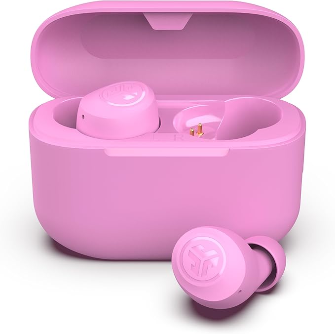 JLab Go Air Pop+ True Wireless Earbuds, in Ear Headphones, Bluetooth Earphones, 35H Playtime Ear Buds, Bluetooth Earbuds with Microphone, USB-C Charging Case, Dual Connect, EQ3 Sound, Pink