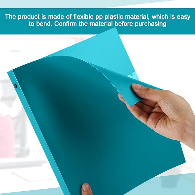 Henoyso 36 Pcs 3 Ring Binder 1/2'' Round Fits Letter Size 8.5'' x 11'' Paper Plastic Flexible Binder Holds 140 Sheets with 1 Pockets Versatile Organizer for Home Office School (Turquoise)