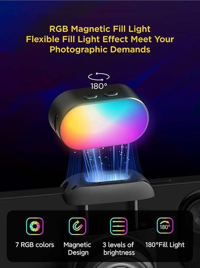 AOCHUAN 3-Axis Gimbal Stabilizer for Smartphone Smart AI XPro Grey & B10 Storage Bag & E10 Extension Rod & P03 RGB Magnetic Fill Light