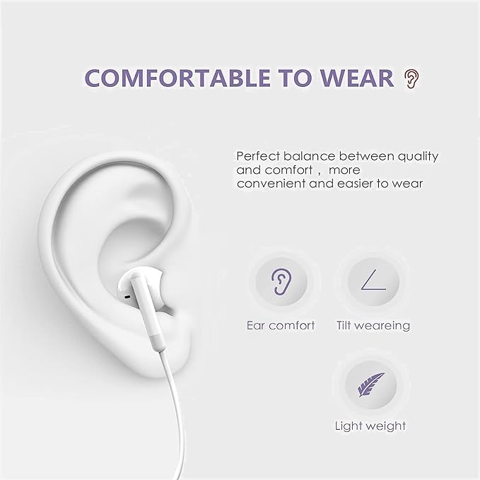 2 Pack Type C Headphones Wired for iPhone 15 16 17 Pro Max, USB C Earphones with Microphone & Remote Noise Cancelling Earbuds for iPhone 15 Pro Max, iPad