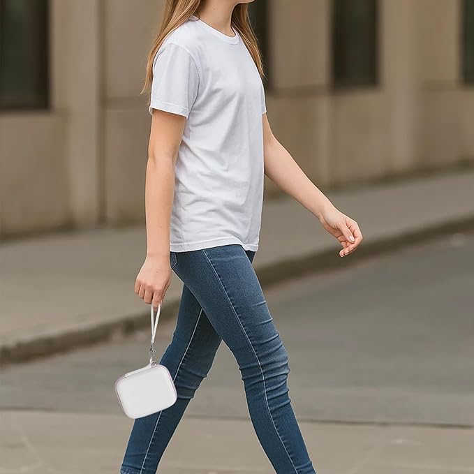 ANKHOH Digital Camera Case for Polaroid Go Generation 2 Gen 2/9035/9071/9070 Instant Mini Camera, Instax Film Cameras Storage with Mesh Pocket for Photo, Stickers (Box Only) (White-purple)