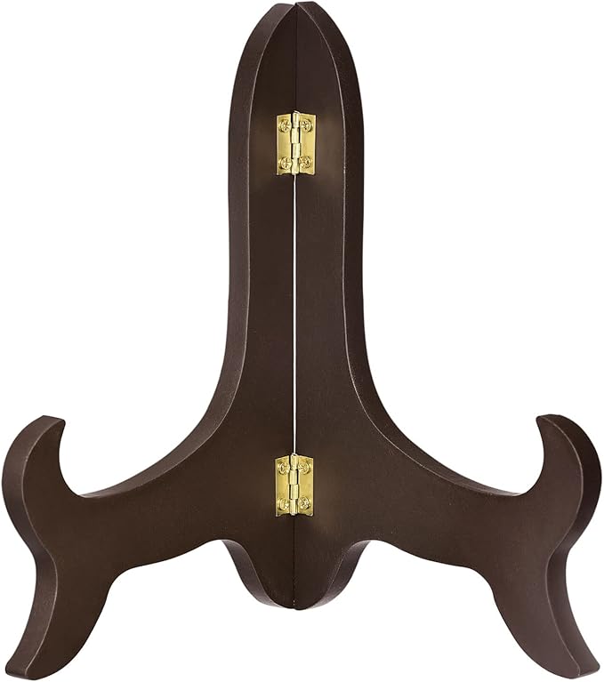 uxcell 10" Easel Plate Holder, Wooden Folding Display Stand Brown for Decorative Picture Frame