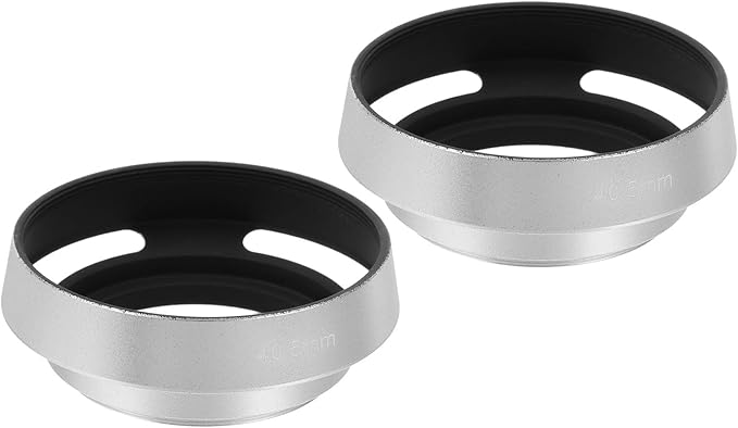 PATIKIL 2 Pcs 40.5mm Lens Hood, Universal Metal Hollow Curved Screw-in Vented Lens Hoods for Fujifilm for Pentax, Silver