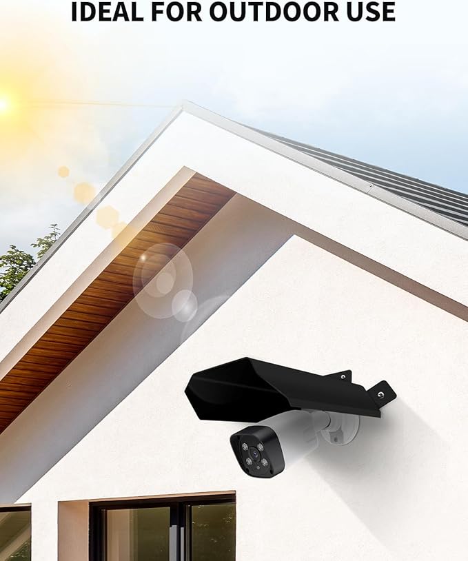 Universal Sun Rain Shade Camera Cover Shield, Protective Roof for Outdoor/Indoor Security Cameras, Metal Case for Dome/Bullet Cams
