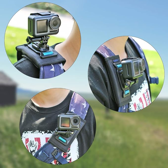 SUREWO Backpack Shoulder Strap Mount with Adjustable Shoulder Pad Compatible with GoPro Hero 13/12/11/10/9/8/7/6/5/4,DJI Osmo Action 6/5 pro/4/3,AKASO/Crosstour and Most Action Cameras
