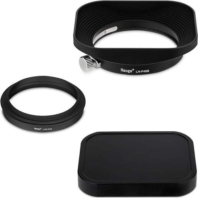 Haoge Metal Square Lens Hood for Nikon NIKKOR Z 40mm f/2, Z 28mm f/2.8, Z 28mm f/2.8 (SE) Z 26mm f2.8 Lens,Fuji XC 15-45mm f/3.5-5.6, Screw Hood, Compatible with 52mm UV Filters