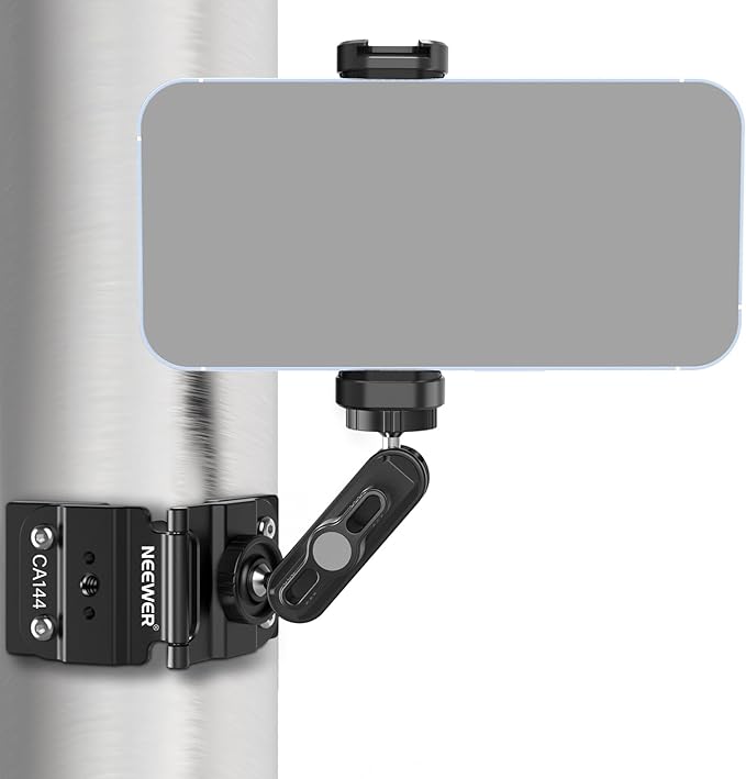 NEEWER Magnetic Fence Mount Compatible with Mevo Start Pocket Radar GoPro Insta360 DJI, Dual Mounting Kit Compatible with Gamechanger App for Baseball Live Streaming, Metal Camera Post Mount, CA144