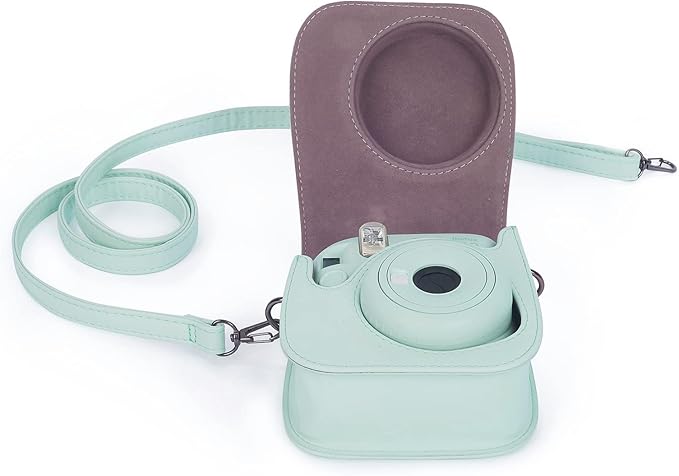 Phetium Instant mini 12 Camera Protective Case Compatible with Instax Mini 12 11,PU Leather Bag with Pocket and Adjustable Shoulder Strap (Mint Green)