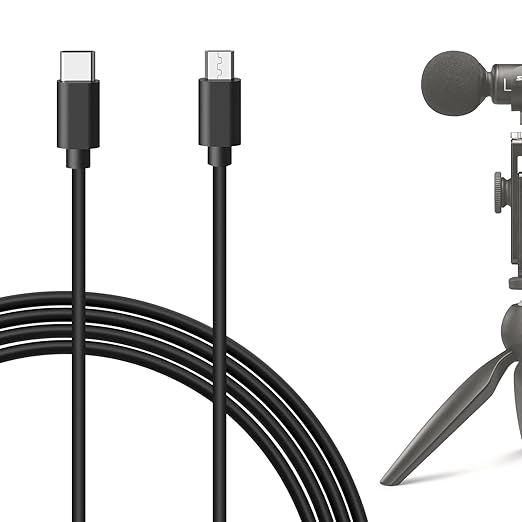 GEEKRIA for Creators Micro USB to USB C Microphone Cable 6.5ft / 2m, Compatible with Shure MV7, MV88+, MV5, MV51, MVi Mic Cord (Black)