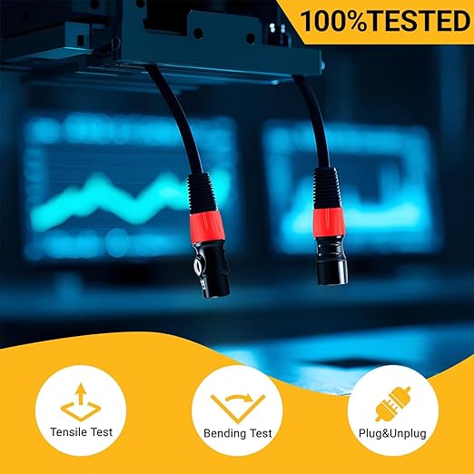 XLR Cables 25ft 6 Pack,XLR Male to Female Microphone Cables,3-Pins Gold-Plated Mic Cable with OD6.0mm Jacket,Stage-Grade for Studio/DJ/Podcast/Mixers/Mics/PA Systems