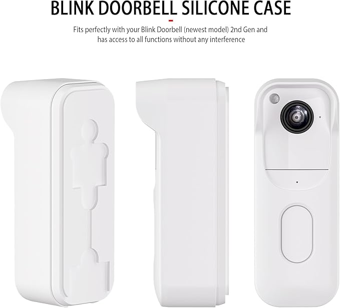 Silicone Skin Case for Blink Video Doorbell (2nd Gen) - Weatherproof Silicone Protective Cover with Brim for All-New Blink Doorbell Camera 2025 Full Protection (White)
