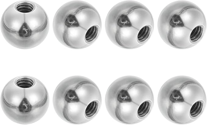 PATIKIL 8Pcs 17mm Ball Nuts Knob, 1/4"-20 UNC Female Threaded Steel Swivel Ball Joint Adapter Converter for Super Clamp Camera Hot Shoe Mount Light Tripod Phone Holder, Silver