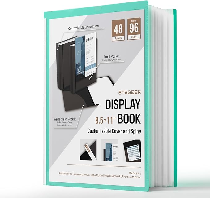 STAGEEK 48-Pocket Portfolio Binder Display 96 Pages, 8.5x11 Binder with Plastic Sleeves, Art Portfolio Folder with Clear Sheet Protectors, Presentation Book for Artwork, Document Organizer