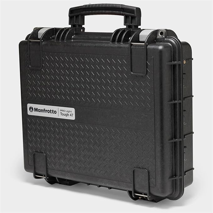 Manfrotto PRO Light Tough 47F, Hard Case for Camera, Photography and Videography Suitcase, Hand Luggage Size, Padded Case with Airtight Closure and Pre-Cubed Sponge, IP67, Dustproof, Waterproof