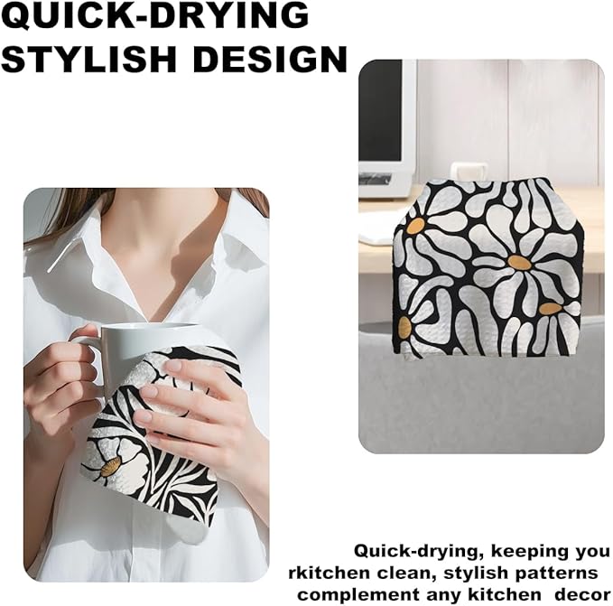 2Pcs Boho Floral Kitchen Towels 24x14 Inch, Abstract Botanical Decorative Hand Towels for Kitchen Home Bathroom, Absorbent Microfiber Dish Cloth Tea Towel, Home Gifts for Women Mom Grandma