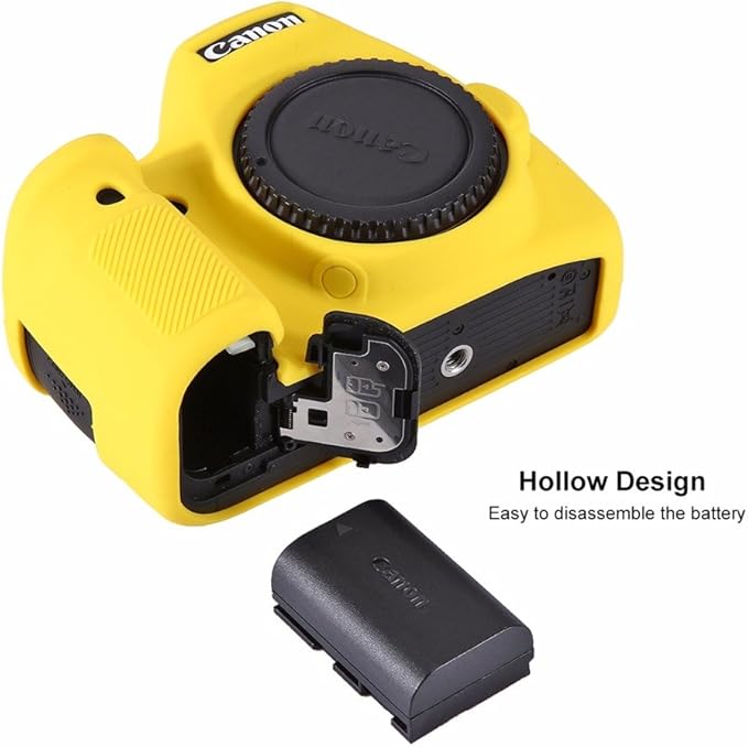 Professional Secure Silicone Camera Cases Bag Housing Rubber Body Skin for Canon EOS 6D Digital SLR Camera Protective Case (Yellow)