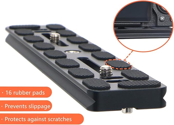 PU-200 200mm Universal Lengthened Quick Release Plate Slide Rail with D-Ring Screw for Tripod Ball Head DSLR Camera, Arca-Swiss Compatible