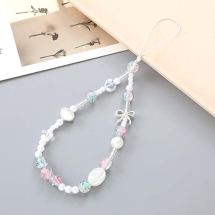 Beaded Phone Charm Lanyard Strap Girly Style Fixed Beads Pearl Lanyards
