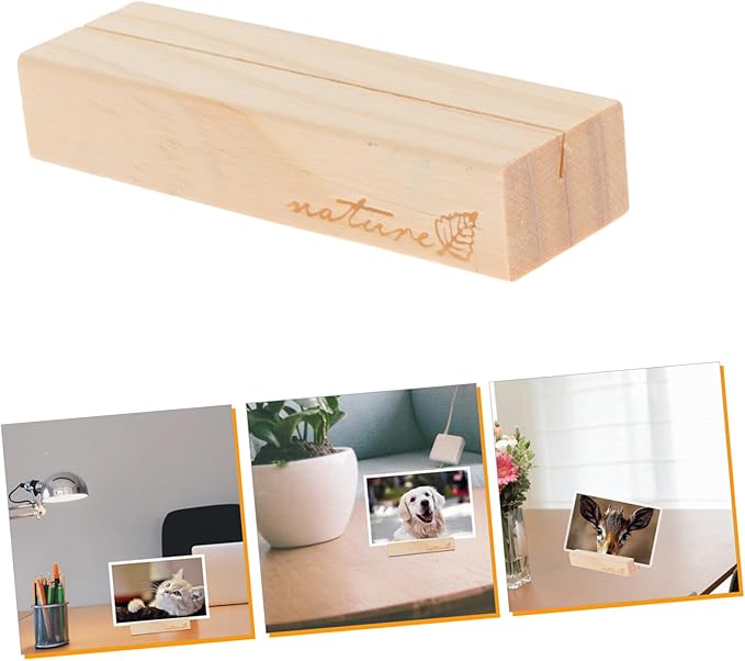 3Pcs Wooden Postcard Holder Base Vintage Photo Display Stand for Name Cards Memo Notes and Pictures Rustic Wood Design for Weddings and Office Use