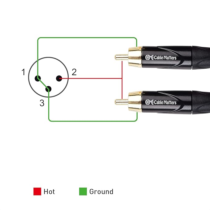 Cable Matters Dual RCA to XLR Stereo Audio Splitter Cable 6 ft / 1.8m (XLR to Dual RCA Splitter Adapter) in Black