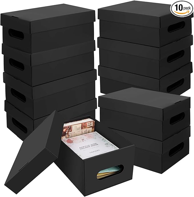 aopule 10PCS Photo Storage Box for 4"x6" Photos,10.2“ x 6.5“ x 4.7“ Picture Box Store and Protect Pictures,Documents Black
