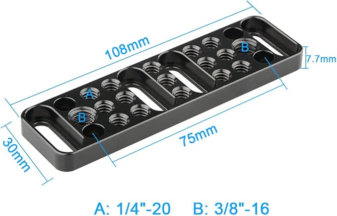 CAMVATE Multi-Function Mounting Plate Cheese Plate with 1/4"-20 and 3/8"-16 Connections - 1751