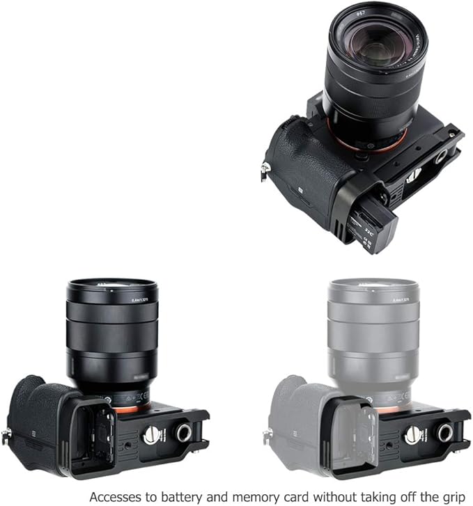 JJC GP-X1EM Grip Extension Metal Bracket for Sony A7V A7 V A7IV A7 IV A7III A7II A7RV A7R5 A7RIV A7R III II A7SIII A9II A9 A1, Arca Swiss Quick Release Base with 1/4"-20 Tripod Hole & Cold Shoe Mount