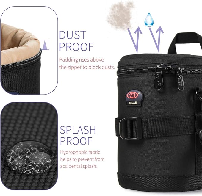 BPAULL Camera Lens Case DSLR Camera Lens Bag Fits for Canon Nikon Pentax Sony Olympus Panasonic and Other Camera Lens