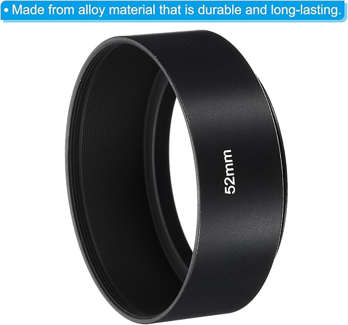 PATIKIL 52mm Lens Hood, Standard Focus Frosted Surface Anti-Reflective Inside Hood for Camera Lens, Black for Nikon, for Fujifilm, for Pentax, for Leica