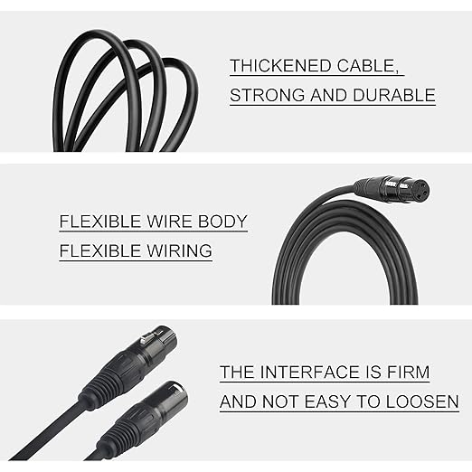 XLR Cables, DMX Cable Male to Female (4Pack), XLR Microphone Cable 10ft/3m Wire Extension Connectors, Light DMX Terminator 3 Pin Connector for Stage Lights DMX Signal Connection